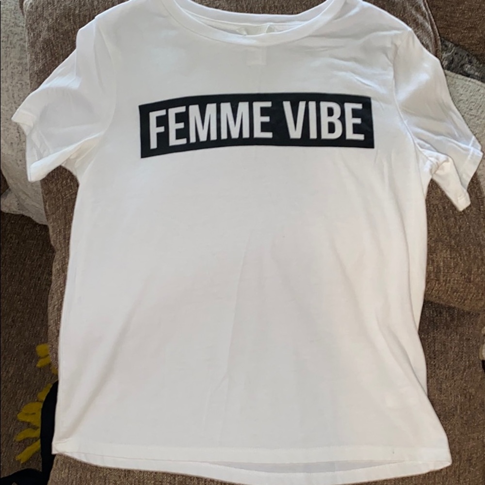 White “Femme Vibe” Short Sleeve T-shirt